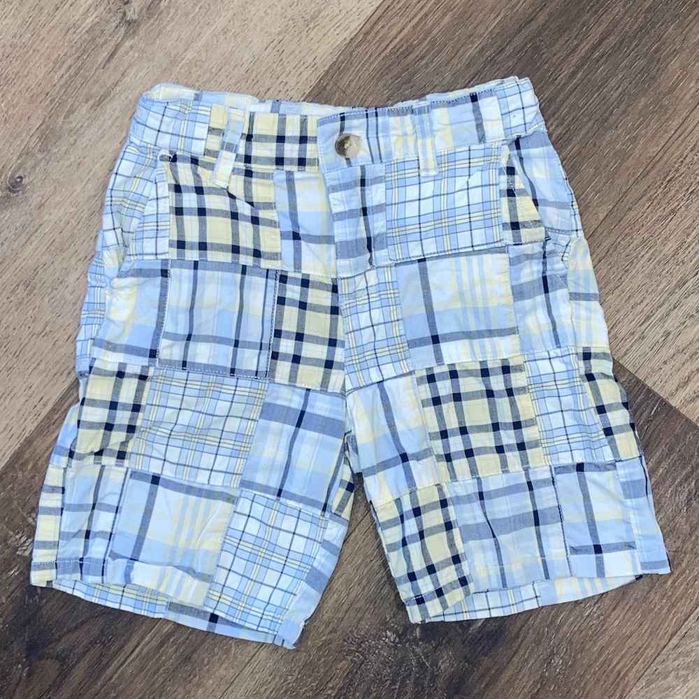 Janie and Jack Plaid Patchwork Shorts Summer Easter Spring Adjustable 18-24m